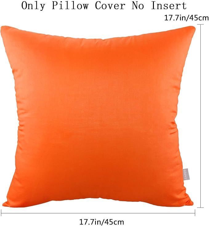 Thmyo 4-Pack 100% Cotton Comfortable Solid Decorative Throw Pillow Case Square Cushion Cover Pillowcase Sublimation Blank Pillow Covers Thanksgiving DIY Throw Pillowcase(18x18 inch/45x45cm,Orange)