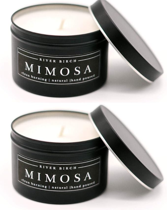 2 Pack Mimosa Scented Candle | Fruity Scented Candles for Men & Women | All-Natural Non-Toxic Soy Candles, Scented Candles | Tin Travel Candle | Relaxing Aromatherapy
