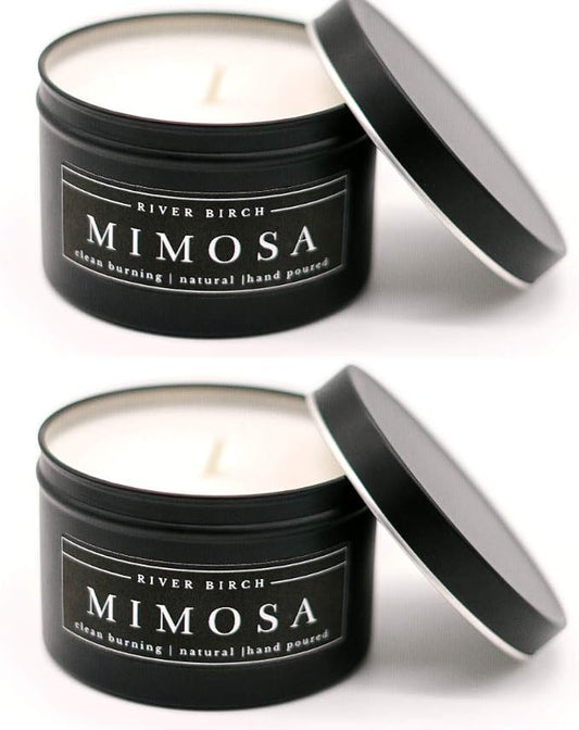 2 Pack Mimosa Scented Candle | Fruity Scented Candles for Men & Women | All-Natural Non-Toxic Soy Candles, Scented Candles | Tin Travel Candle | Relaxing Aromatherapy