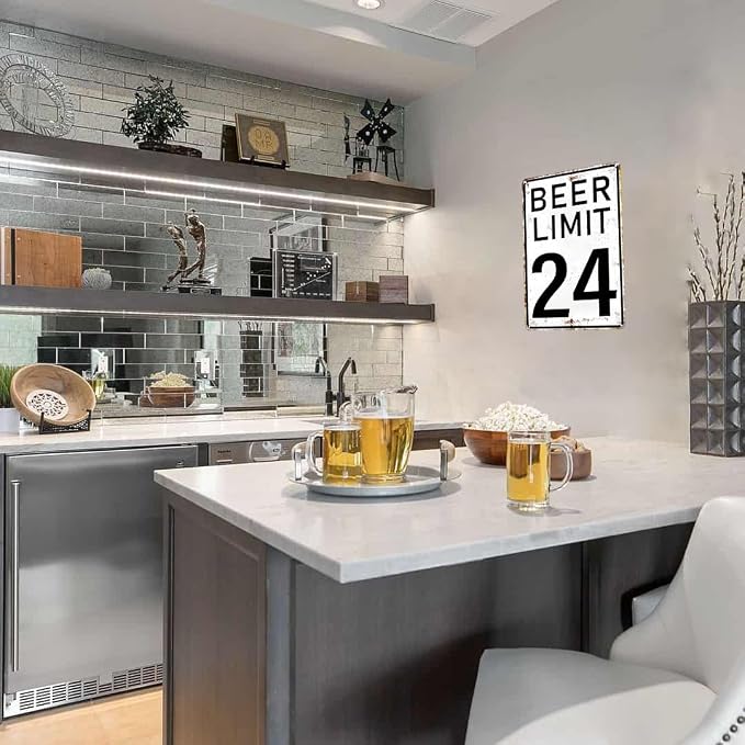 Crazysign Bar Accessories Vintage Beer Limit 24 Tin Sign for Home Bar Man Cave Garage Basement Decor 8X12 Inch (3396)