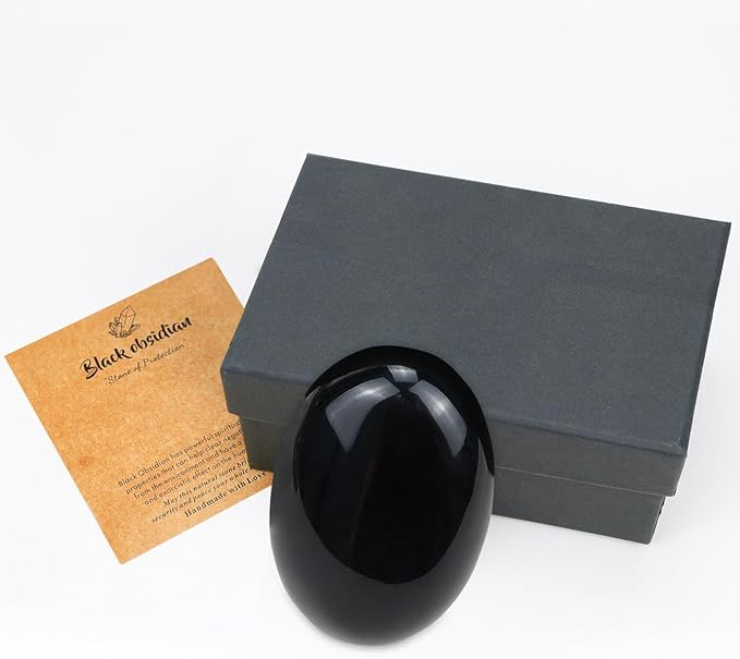 MAIBAOTA 2.4" Large Black Obsidian Crystal Stone Polished Palm Stone Healing Crystals 0.7" Thick Natural Reiki Gemstone Worry Stone Energy Balancing Anxiety Stress Relief Meditation 1 Pc
