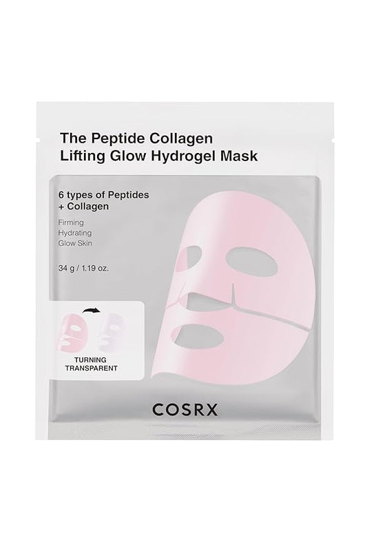 COSRX The Peptide Collagen Lifting Glow Hydrogel Face Masks Skincare 1 EA, Collagen Face Mask, Travel Essentials, Overnight Face Mask, Korean SkinCare