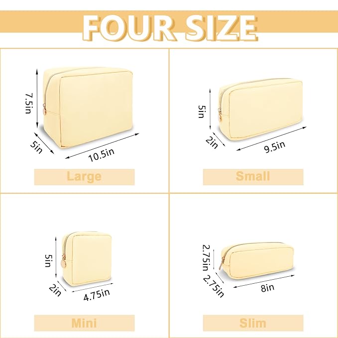 UIXIZQ Mini Makeup Pouch for Purse, Small Cosmetic Bag Pouch Nylon Travel Toiletry Organizers for Women Girls, Cute Zipper Pouch Coin Purse Preppy Storage Bag for School Work(Mini-Sand)