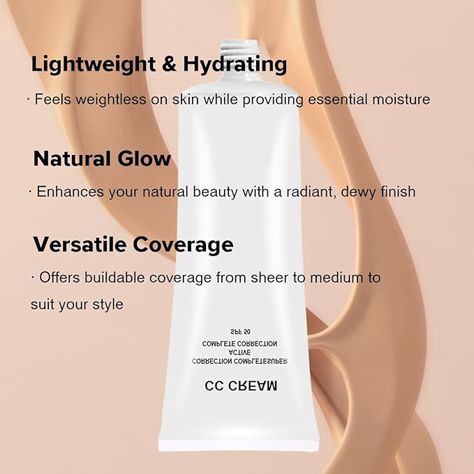 CC Cream Skin Tone Adjusting for Mature Skin, Complete Correction Super Active, Light, Moisturizer, SPF 50, 1.0 fl oz (Natural, 30ml)