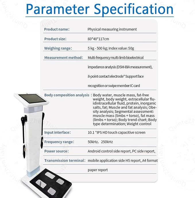 Smart Body Composition Analyzer,10.1 Inch Hd Touch Bioimpedance Analysis Machine,Fat Testing Machine,Health Management Tool,for Weight Control & Fat Analysis