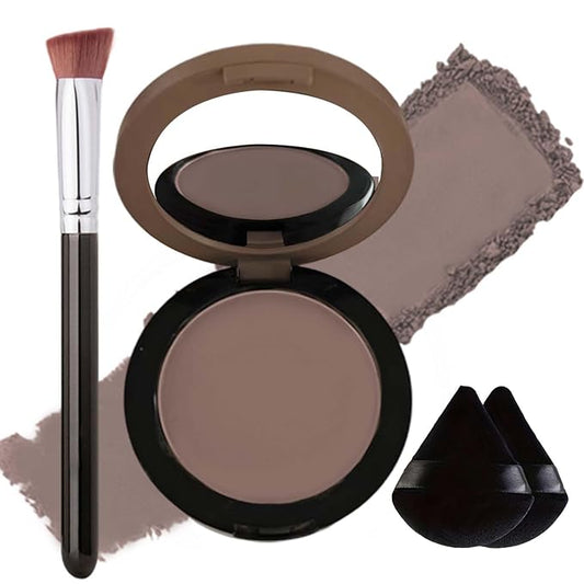 Cool Toned Contour Palette with Triangular Concealer Brush & 2 Puffs, Grey Contour Powder for Fair Pale Light Cool Toned Skin, Multiuse Contouring Face Sculpting Bronzer Eyeshadow Palette