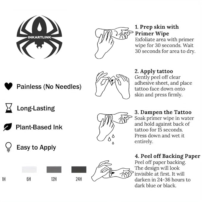 INKARTLINK Semi Permanent Tattoo, Temporary Tattoo, Beautiful and Realistic Design, Fun Tattoo Experience, Cruelty-free, Non-reflective, Waterproof (Flower 12)