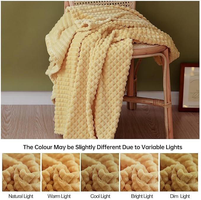 Simple&Opulence Yellow Throw Blanket for Couch-Super Soft Fluffy Blankets for Women 50x70 Inches Cozy Lightweight Fleece Blanket for Home Decor