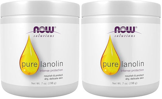 NOW Solutions,Pure Lanolin,Wind and Harsh Environment Skin Protectant,Thick Jelly,For Rough Dry Skin,7-Ounce,(Pack of 2)