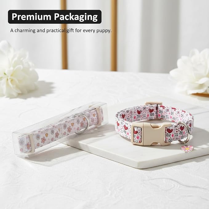 Green Dog Collar, Cute Spring Dog Collar with Green Clover Print for Large Dogs, Breathable Adjustable Large Collars for Male Female Dogs, L