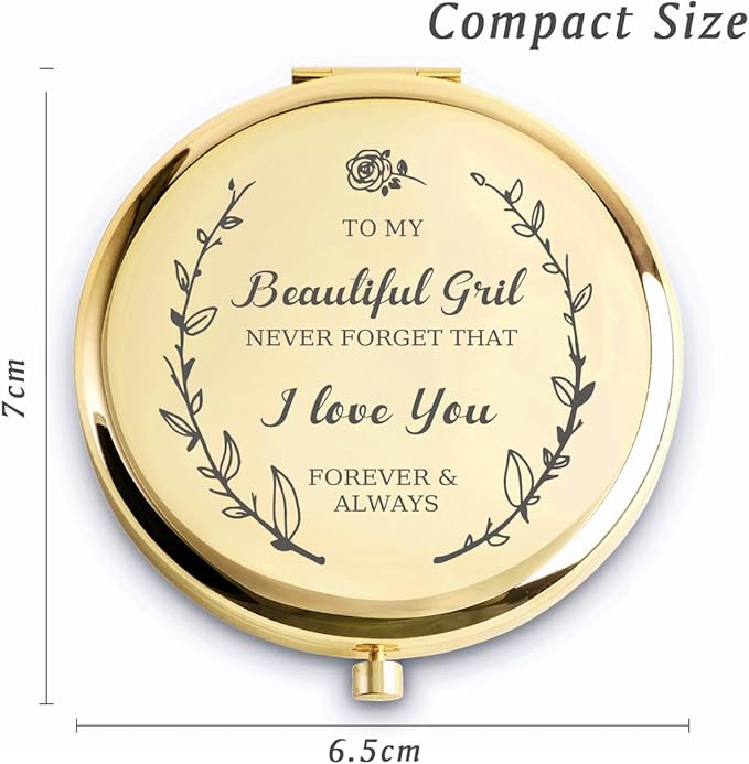 Gifts for Girls, Personalized Gifts for Girlfriend Daughter, Custom Compact Mirror, Goodie Bag & Basket Stuffers for Valentines Day, Mothers Day, Graduation, Birthday, Wedding