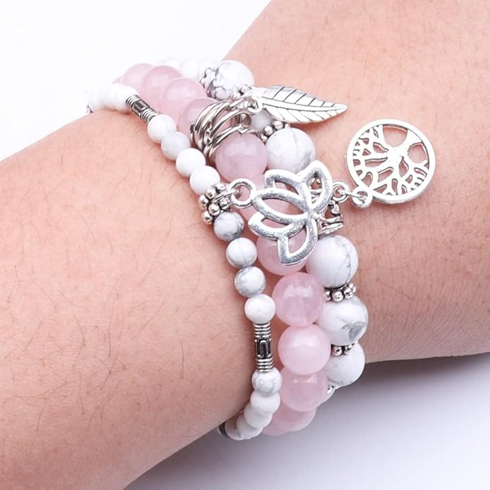 UEUC Tree of Life Yoga Healing Stone Bracelets,Multilayer Lotus Chakra Stone Reiki Bracelet Sets,Anxiety Crystal Natural Stone,for Women Stress Relief