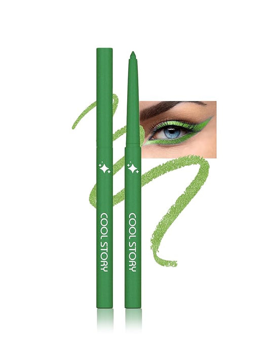 Glitter Gel Eyeliner Pencil,Retractable Cream Green Eye Liner Pencils,Waterline Eye Makeup Liners,Waterproof&Smudge Proof Glitter Eyeliner Facial Makeup Gift for Mature Women,Girl, Christmas-G04 Green
