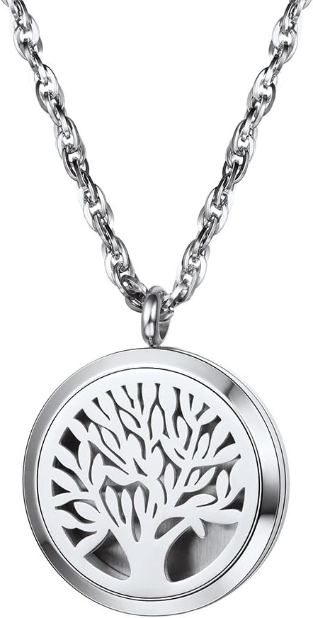 PROSTEEL Diffuser Necklace Perfume Locket Tree of Life Aromatherapy Womens Jewelry