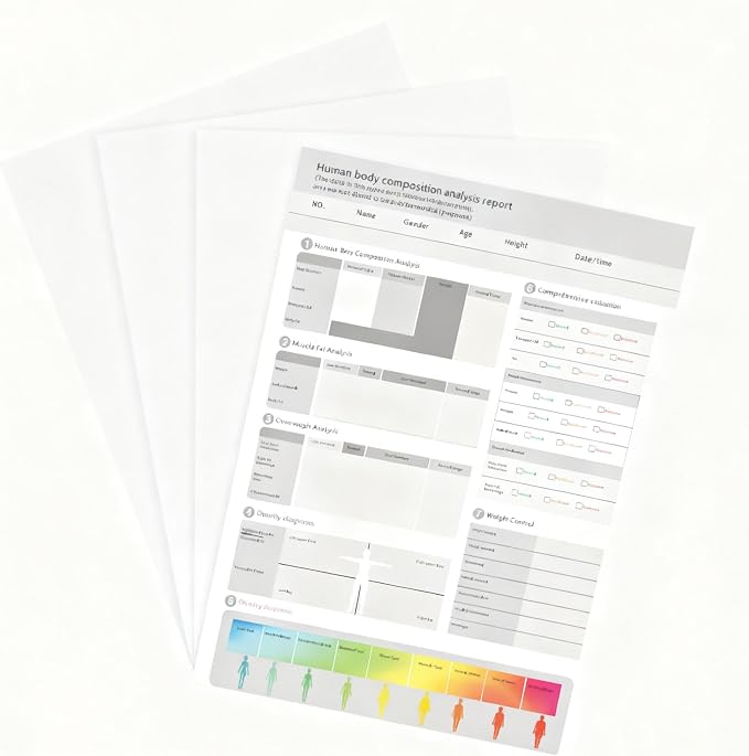50 Sheets Full Gym Body Scanner Health Monitoring Fat Analyzer Measurement Device Scanner Composition Analyzer Machine Monitors Instrument Printing Paper (300pcs)