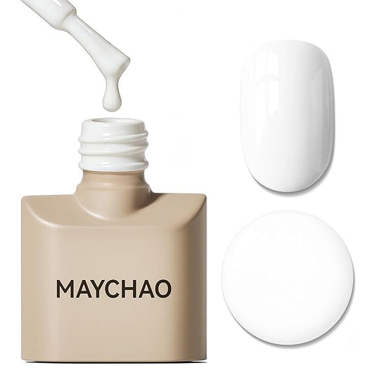 MAYCHAO 15ML Pure White Gel Nail Polish 1Pc Off White Nail Polish Soak Off UV LED Nail Gel Polish Nail Art Starter Manicure Salon DIY at Home, 0.5 OZ