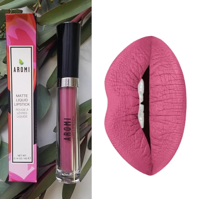 Aromi Dusty Rose Matte Liquid Lipstick | Long-lasting, Rosy Lip Color, Smudge Proof, Vegan & Cruelty-free Beauty, Day to Night, Handmade (Pink Rosette)