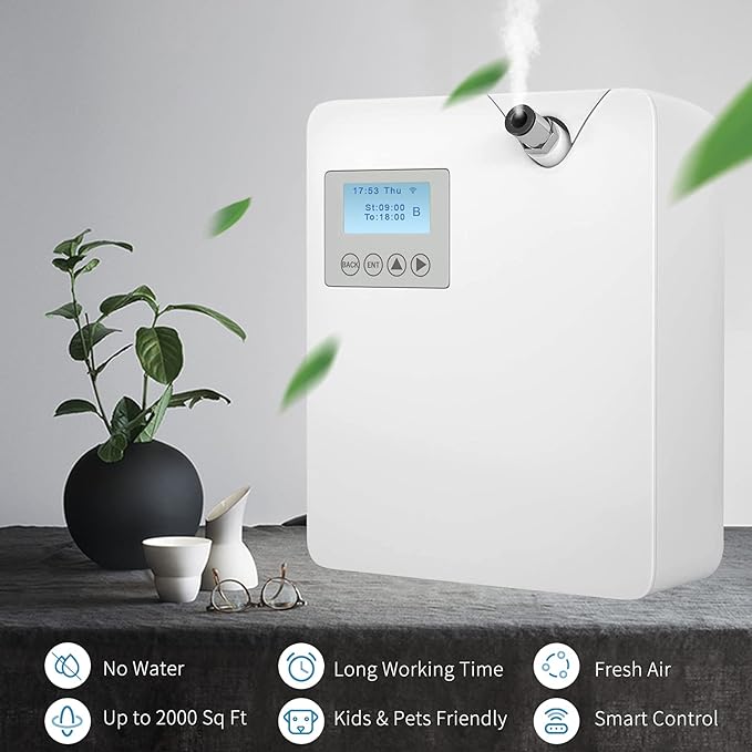 JCLOUD Smart Scent Air Machine with Cold-Air Tech for Home, Hotel Scent Diffuser, Waterless Essential Oil Diffuser 300ML, HVAC Scent Diffuser for Essential Oils for Large Room, Office, Spa