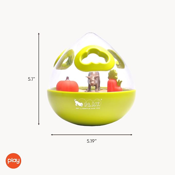 Wobble Ball Interactive Food & Treat Dispensing Puzzle Toy for Puppies & Dogs - Slow Feeder, Mental Enrichment, Forage Skills, Training, Relieves Boredom - Dishwasher Safe, Easy to Clean (Lime Green)
