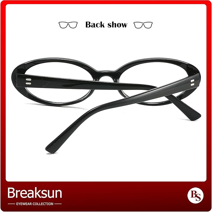 Breaksun Retro Oval Sunglasses for Women Men Fashion Small Oval Sunglasses 90s Vintage Shades