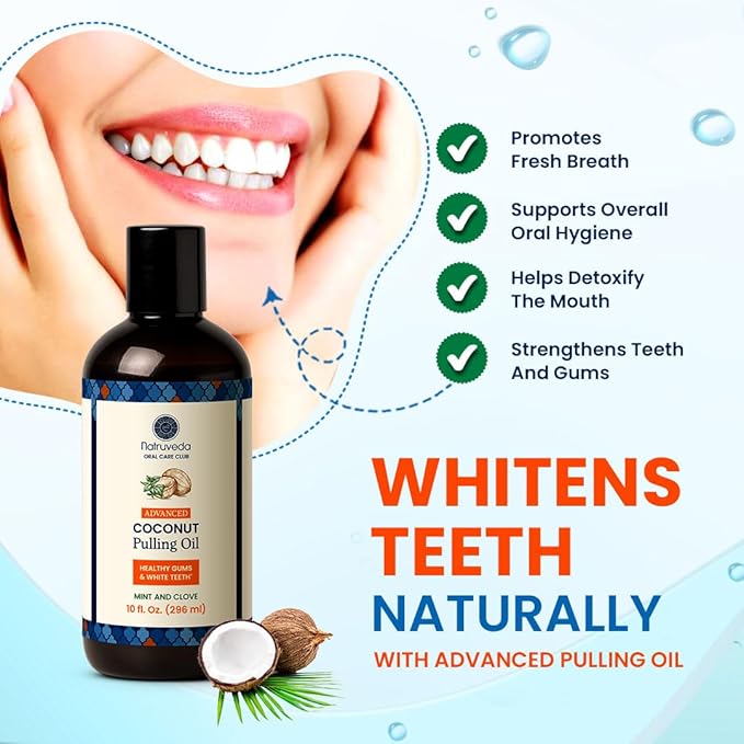 Natruveda Coconut Oil Pulling Mouthwash – 20 oz (Pack of 2), Extra Virgin Coconut Oil, Mint Fresh, Oil Pulling for Teeth, Natural Mouthwash, Teeth Whitening, Oral Rinse, Ayurvedic Pulling Oil