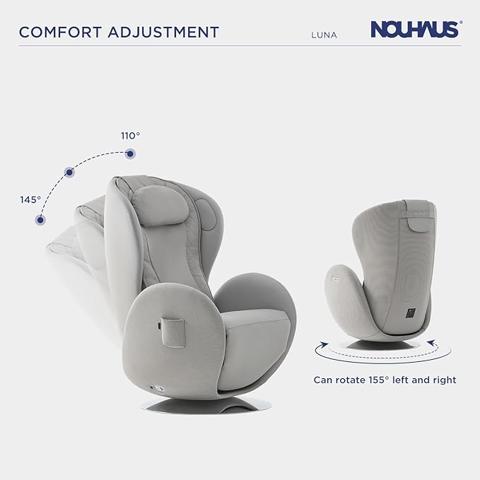 Nouhaus Luna Heated Massage Chair,Full Body Massaging Zero-Gravity Leisure Recliner with Low-Noise 3D Massage and Dual Sound Systems Modern Massage Chairs (Elder White)