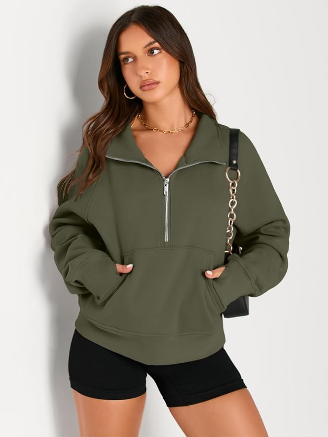 AUTOMET Womens Sweatshirts Half Zip Fleece Pullover Fall Outfits | Fall Fashion Clothes 2026,Cropped Sweatshirts,Cute Y2k Tops,Quarter Zipper Sweater,Winter Loungwear Outfits