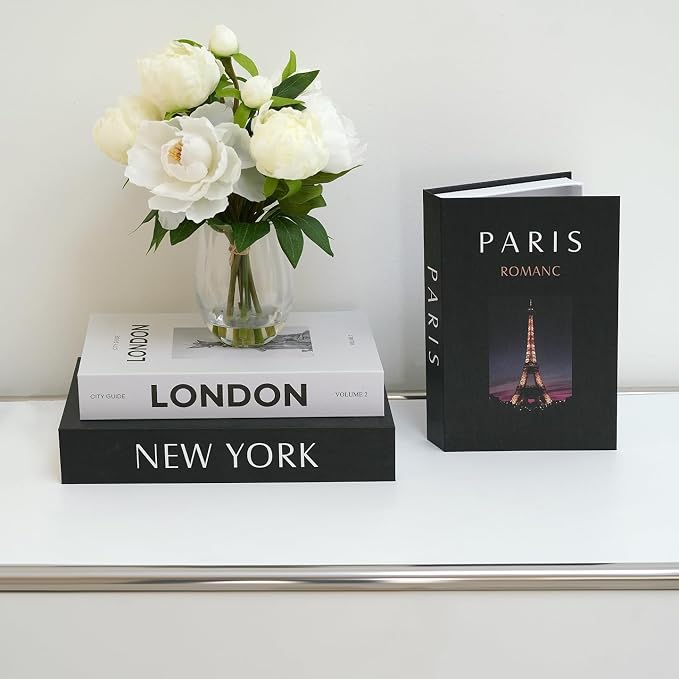Decorative Faux Books Set of 3 for Home Decor, Fake Book Storage Boxes with Magnetic Closure, Modern Coffee Table Decorative Books for Living Room, Shelf, Office, Hidden Storage Organizer