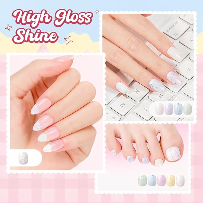 Beetles Pastel Nail Polish Set - Butter Kiss, 6 Colors Glitter Spring Nail Polish Quick Dry Set, Spring Nails Art, Long Lasting Shine DIY Manicure Easter Nails Gift for Her