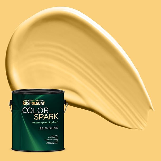 Rust-Oleum Color Spark Interior Paint and Primer in One, Semi-Gloss, Lemon Curd, 1 Gallon