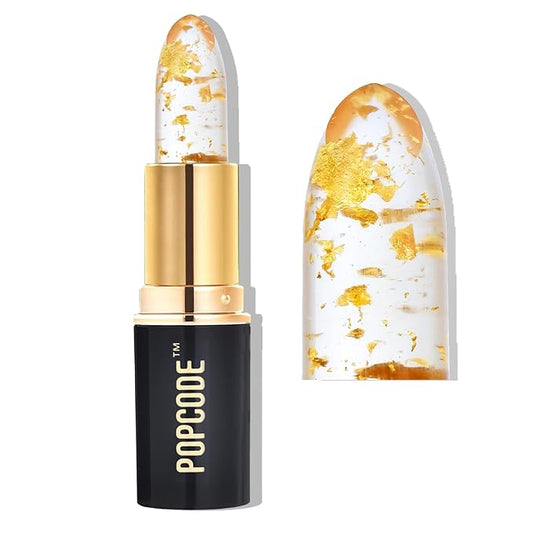Color Changing Lipstick with 24K Gold Flakes - Moisturizing & Long Lasting pH Lip Balm, Hydrate & Nourish Lip While Leaving Sheer Pink Tint, Golden Glow