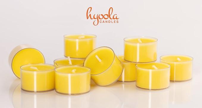Hyoola Tealight Citronella Candles Outdoor, 8 Hour Burn Time, Indoor and Outdoor Mosquito, Insect and Bug Repellent Citronella Candle, Natural Fresh Scent, Decorative in Clear Cup (Pack of 40)