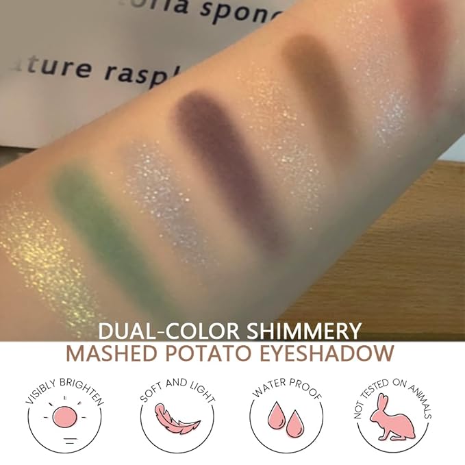 2 Color Shimmer & Matte Eyeshadow Palette Makeup, Gold Shimmer & Emerald Green Matte Shades eye shadow for Womam Halloween Birthday Party Wear, Vegan & Cruelty-Free