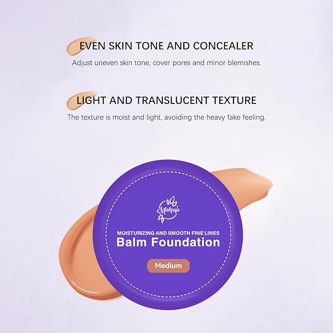 Foundation for Mature Skin–Hydrating Age-Defying Makeup Coverage Balm Foundation, Non-Settling Formula for Older Women, Blurs Fine Lines, Satin Finish for All Skin Types (Medium)