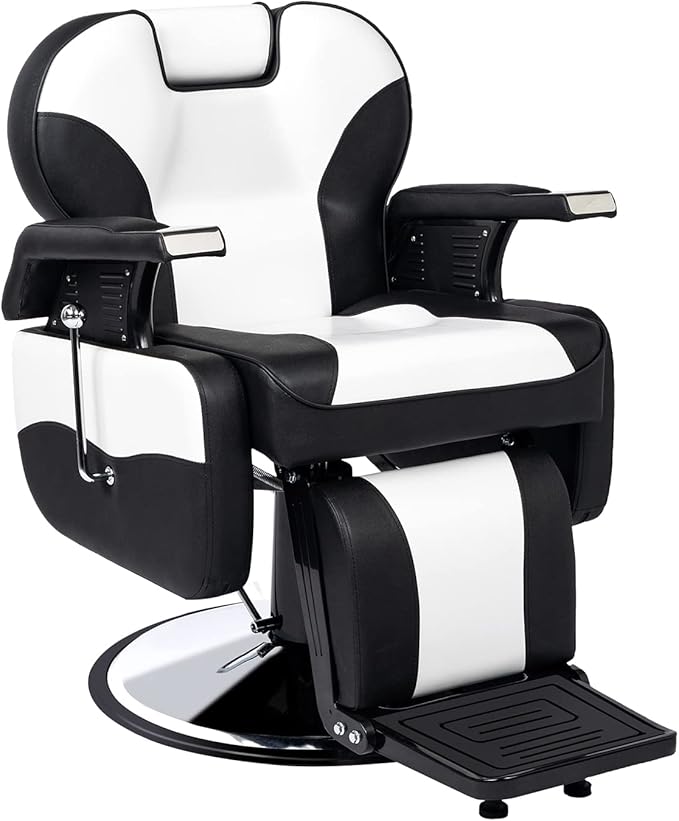 OmySalon Classic Barber Chair Reclining Hair Salon Stylist Chair All Purpose, Heavy Duty Hydraulic Pump, Adjustable Headrest, Tattoo Barbershop Beauty Spa Equipment