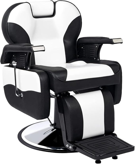 OmySalon Classic Barber Chair Reclining Hair Salon Stylist Chair All Purpose, Heavy Duty Hydraulic Pump, Adjustable Headrest, Tattoo Barbershop Beauty Spa Equipment