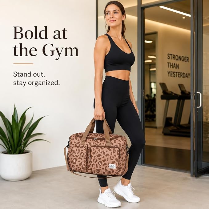 FIORETTO Women's Gym Duffle Bag with Shoes Compartment, 30L Capacity, Ideal for Travel, Gym, Sports, Duffel, Weekender