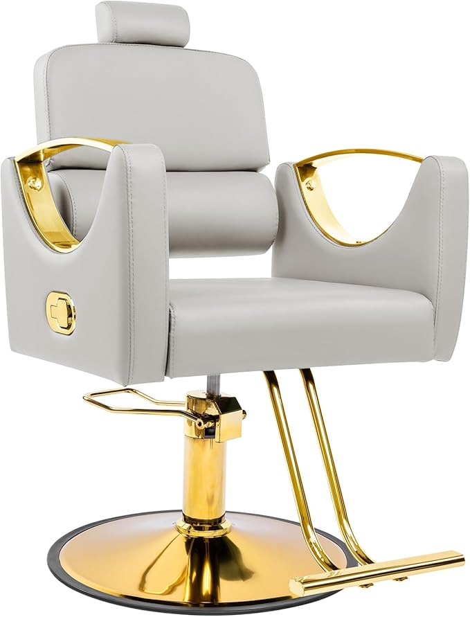 Salon Chairs for Hair Stylist Reclining Barber Chair for Barbershop 360 Swivel Hair Styling Chair with Heavy Duty Hydraulic Pump