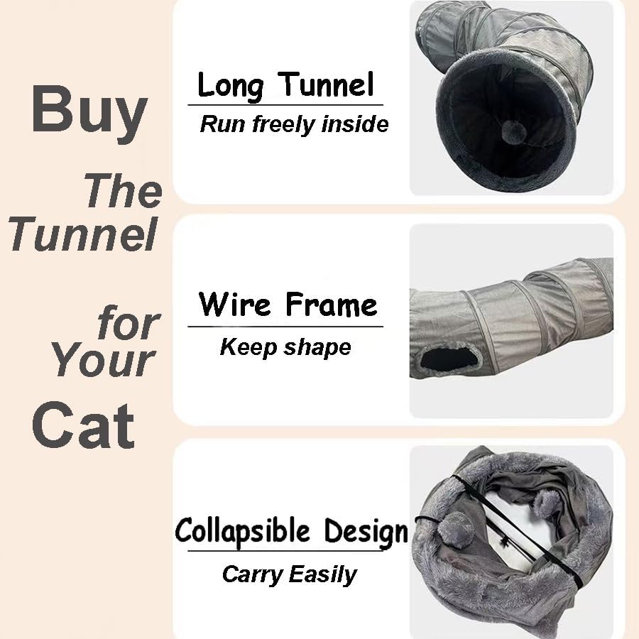 2-Way Collapsible Cat Tunnel Tube Toy Pack Set