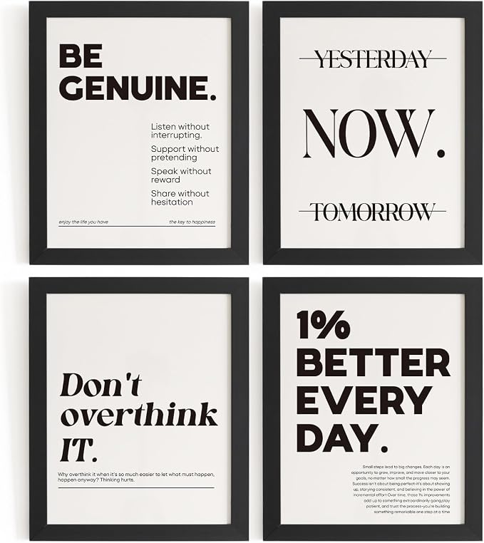 DSHFG Motivational Pictures Office Wall Decor Prints Set of 4, Inspirational Motivational Wall Art Decor Retro Posters Prints for Office Home Decor, 8x10 Unframed