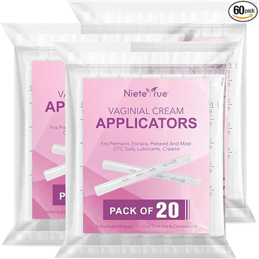 Disposable Vaginal Applicators – Updated with Dosage Markings, Individually Wrapped for Hygiene, Fits Most Lubricants, Creams & Gels, Feminine Care Essentials (60 Pack)