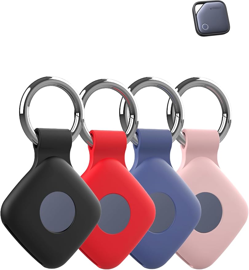 Case for UGREEN Tracker Tags, Shockproof Silicone Cover. | Shockproof & anti - slip, protects against scratches. Precise cutouts ensure full functionality. Black+Blue+Pink+Red.