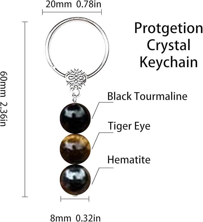 Healing Crystal Keychain Bracelet Set Healing Stones Anxiety Relief Natural Crystal Keychain for Women