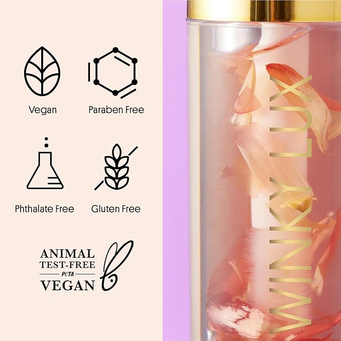 Winky Lux Flower Petal Lip Oil - Silky Shine & Hydrating Non Sticky Lip Gloss, Infused with Real Flower Petals & Nourishing Jojoba Oil, with Soft Vanilla Scent