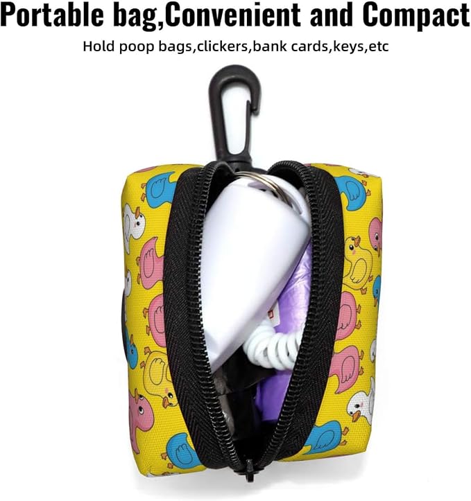 Dog Waste Bag Dispenser Cute Colorful Rubber Duck Pet Poop Bags Holder for Doggie Waste Bags for Leash Accessory