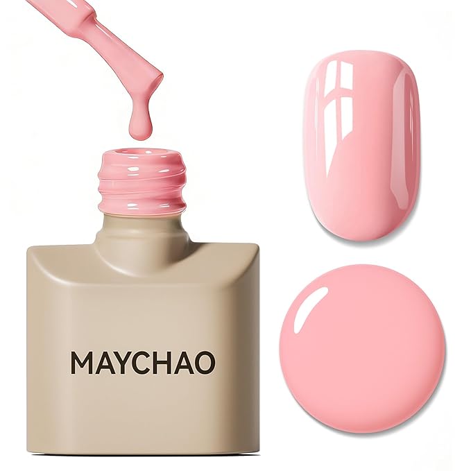 MAYCHAO 15ML Peach Pink Gel Nail Polish 1Pc Pink Gel Polish Soak Off UV LED Nail Polish Nail Art Starter Manicure Salon DIY at Home, 0.5 OZ