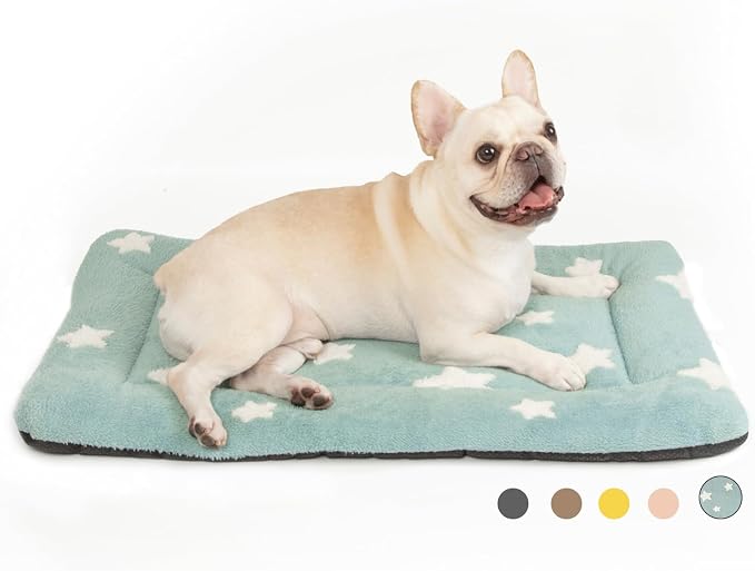 Mora Pets Dog Crate Pad Washable Puppy Dog Bed for Crate Flat Kennel Mat | Soft Dog Cat Bed Mat, Crate Pad for Dog Cages Cozy Sleeping Liner, Pet Pillow Cushion Medium Cute Star Anti Slip Blue 30 x 19