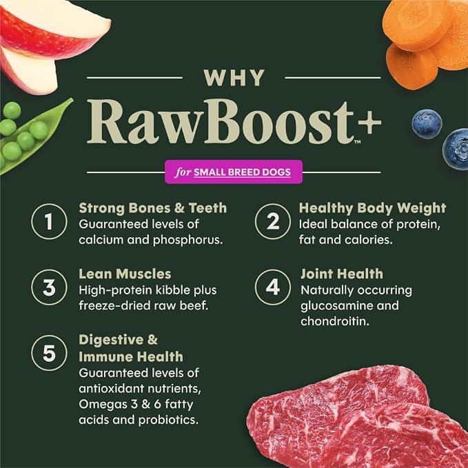 Instinct RawBoost Small Breed, Dry Dog Food + Freeze Dried, Beef, 3.5 lb. | High-protein kibble with FreshDried raw bites, nutrition for healthy weight, calcium for strong bones & teeth, grain-free