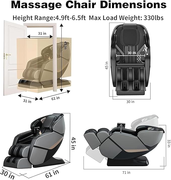 Full Body Massage Chair,Dual-core S Track Zero Gravity Massage Recliner Chairs with 24 Rollers, 5 Auto Modes, 16 Airbag, Back Leg Heating, Bluetooth, Home or Office Use