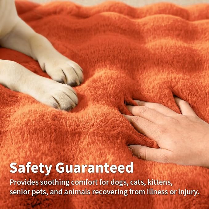 SOMAHE Plush Dog Bed Mat, Machine Washable, Large 35x27 Vibrant Orange | Machine Washable + Non-Slip Paw Bottom: plush dog mat stays fluffy and helps reduce sliding on indoor floors.